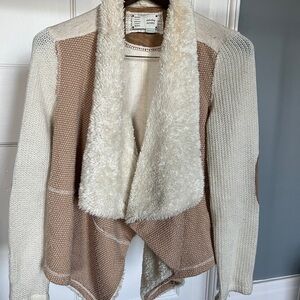Saturday Sunday elbow patch shearling cardigan